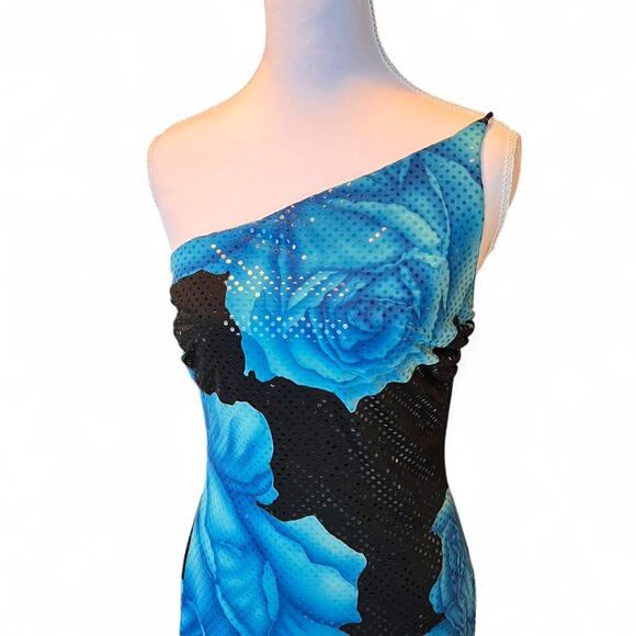 Vintage Cache One-Shoulder Sequin Dress Y2K Asymmetrical Cocktail / Prom / Party - Picture 3 of 7